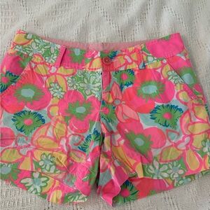 Lilly Pulitzer Pink and Green Floral Shorts